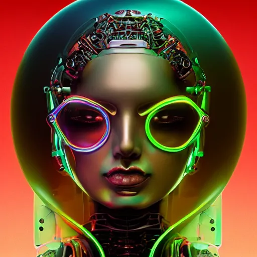 Prompt: an extremely beautiful biomechanical female robot with large emoji, twins, neon jacuzzi, oppai cyberpunk, chimeric organism, pale skin, organic polycarbon, full frontal portrait, highly detailed, transhumanist hydration, light bath, symmetrical, goddess, mendelbrot fractal, ray tracing, hyperdetailed, hyperrealistic, trending on artstation, octane render, hdr, uhd, in the style of trevor brown 4k