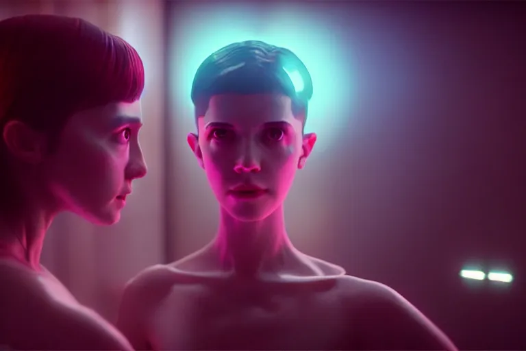 Image similar to vfx film, love death and robots, flat color profile low - key lighting award winning photography arri alexa cinematography, hyper real photorealistic cinematic, atmospheric cool colorgrade