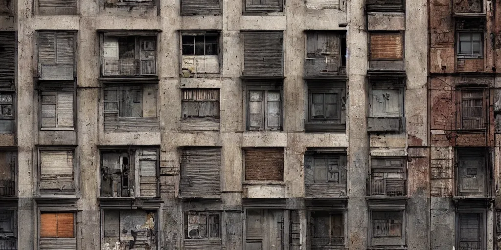 Image similar to street - level street block facade. texture. textural. doors. street. art by greg rutkowski and william o'connor