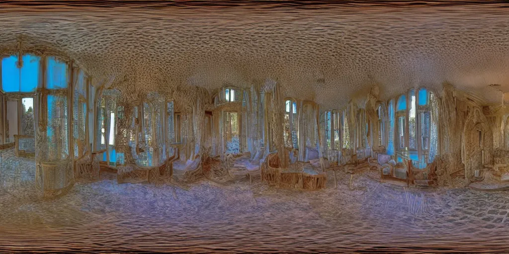 Image similar to equirectangular room by gaudi