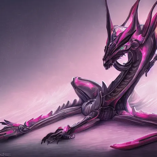 Image similar to very close up foot shot, detailed foot shot, hyperdetailed elegant beautiful stunning anthropomorphic hot mecha female dragon showing detailed sharp dragon claws close to camera, laying on beach, soft pads, sharp silver armor, fuchsia skin, feet art, warframe destiny fanart, giantess art, dragon paws, furaffinity, deviantart, octane, ekasportal