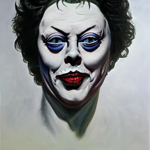 Image similar to painting of Tim Curry in the style of Damien hurst, 8k high definition high quality