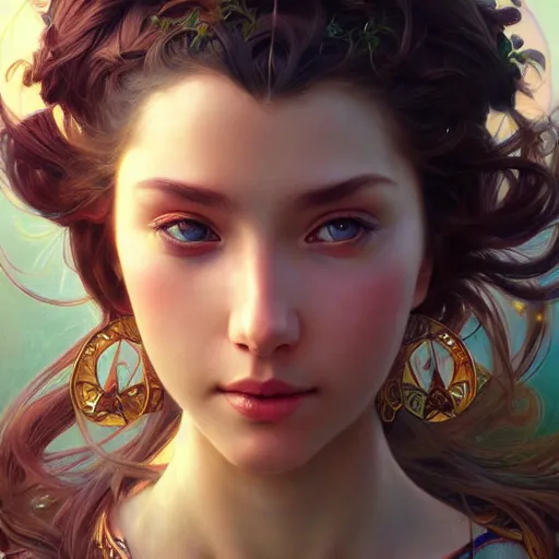 Image similar to perfectly - centered photo - realistic goddess, lifelike, highly detailed, professional digital painting, unreal engine 5, photorealism, hd quality, 8 k resolution, cinema 4 d, 3 d, cinematic, art by artgerm and greg rutkowski and alphonse mucha and loish and wlop