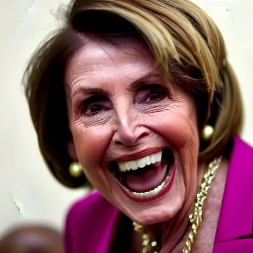 Prompt: nancy pelosi laughing all the way to the bank