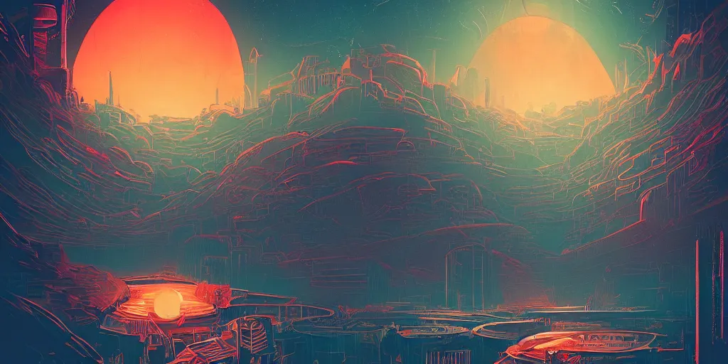 Image similar to a lovecraftian cinematic isograph print of a aetherpunk planet by alena aenami in the style of art - deco art, very, very aesthetic