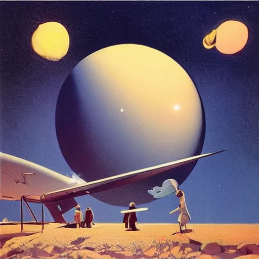 Image similar to is that the stars in the sky or is it rain falling down, will it burn me if i kiss the sun so big so round, well i dig you oh yeah, and i'm choosing you as the one for me, is this love baby or is it confusion? by syd mead and chesley bonestell