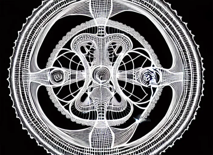 Image similar to symmetry! human fetus, intricate filigree, elegant, highly detailed, centered, concept art, smooth, sharp focus, lineart, illustration, 3 d occlusion, penned with black on white on gray, 8 k