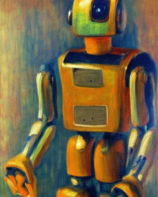 Image similar to impressionist portrait of a robot, french art