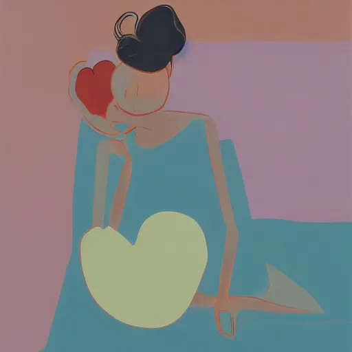 Prompt: abstract figurative art, style, lovers eat, rebecca sugar, pears, dreamy, muted, pastel colors