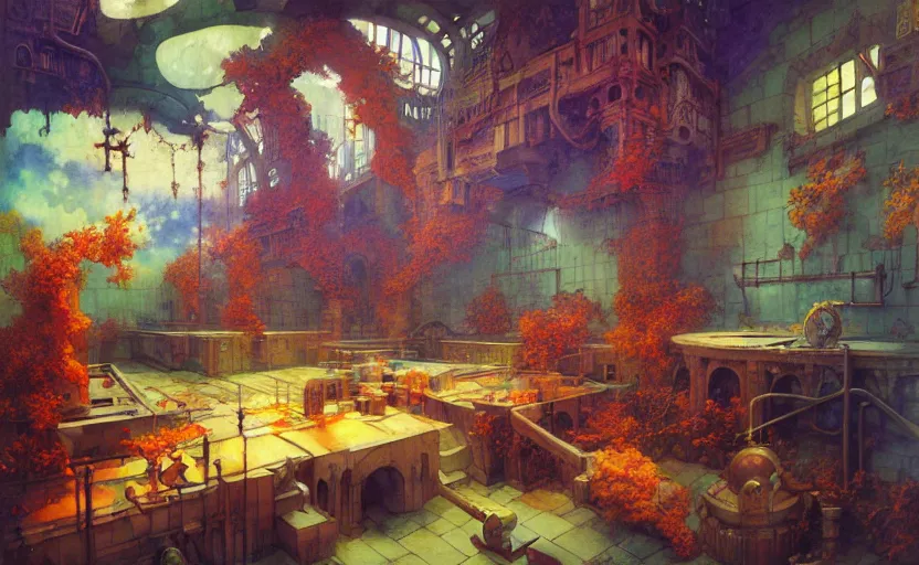 Image similar to alchemy laboratory, fantasy. intricate, amazing composition, colorful watercolor, by ruan jia, by maxfield parrish, by marc simonetti, by hikari shimoda, by robert hubert, by zhang kechun, illustration, gloomy