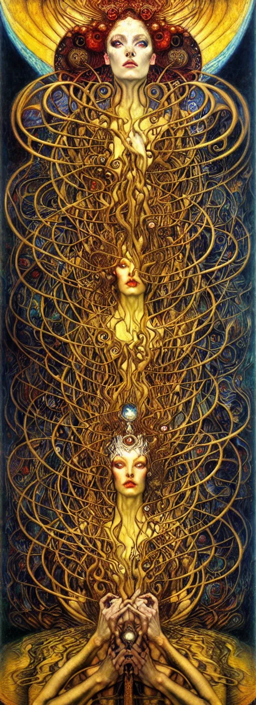 Image similar to Divine Chaos Engine by Karol Bak, Jean Delville, William Blake, Gustav Klimt, and Vincent Van Gogh, symbolist, visionary