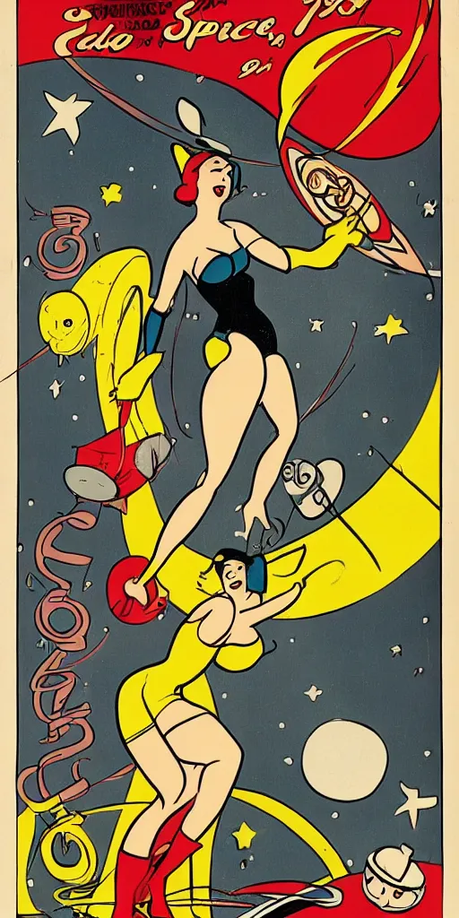 Image similar to old 1930s cartoon, space babe