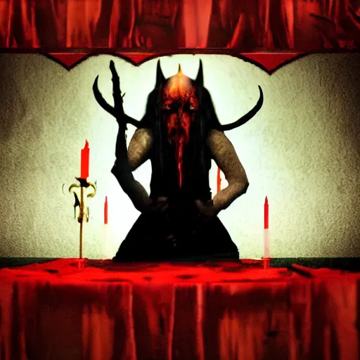 Image similar to demon invitation ceremony, ultra realistic, horror, cinematic, occult