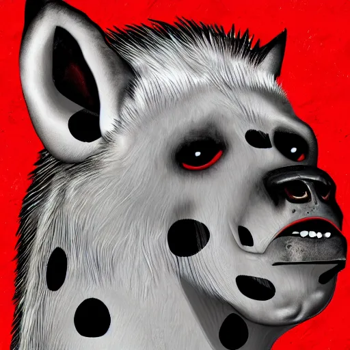 Image similar to digital painting of a gnoll with white spots