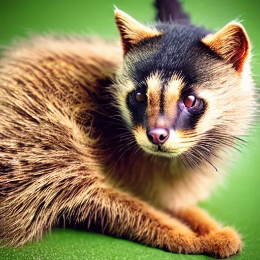 Prompt: a honeybadger - cat - hybrid, animal photography