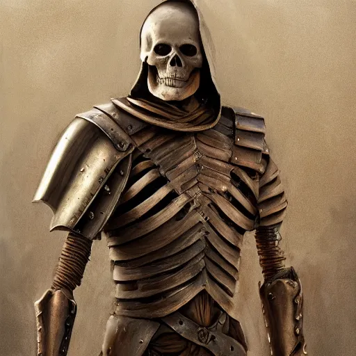 Prompt: portrait of an skeleton with wooden armor and wooden sword, Matte painting , detailed painting, made by Greg Rutkowski, 4k resolution, atmospheric, extremely high detail