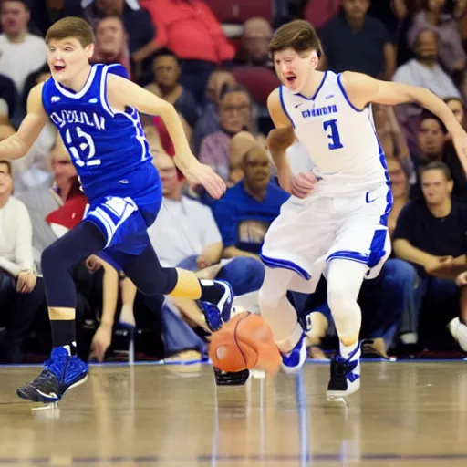 Image similar to Grayson Allen tripping President Obama during a basketball game