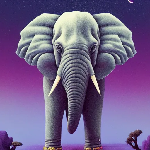 Image similar to Tusko the elephant LSD my problem child, control is an illusion internal warfare with tactics unheard of in society my Mike Winkelmann Casey Weldon Ron Walotsky, beautiful aesthetic, trending on behance, digital illustration, custom brush, good art