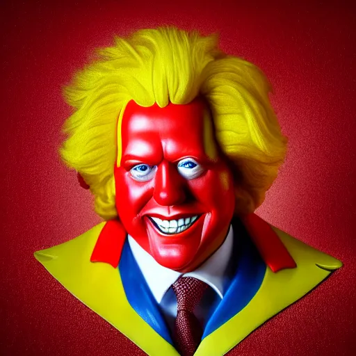 Prompt: photo portrait of ronald mcdonald with the face of gary busey, ronald mcdonald, realistic, hyperrealistic, 8 k resolution, hd quality, very detailed, highly detailed, intricate details, real life, real world, trending on artstation, digital art, really realistic, very realistic, headshot, head in frame, photograph, portrait
