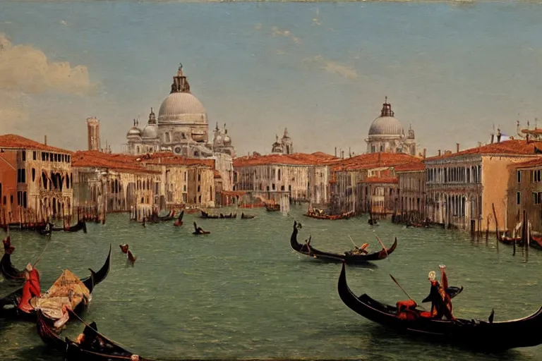 Image similar to realistic painting of Venice, 1870s