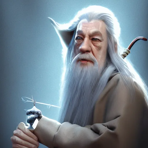 Image similar to gandalf attacks bikini bottom, high detail shot, smoking, render, cgsociety, photorealism