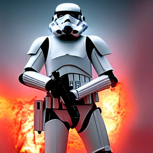 Image similar to stormtrooper as a demon in hell 4k