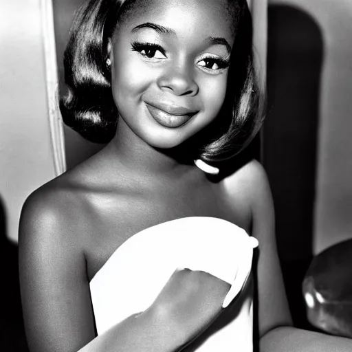 Image similar to black and white photo of a beautiful and elegant 1 9 6 5 young black actress