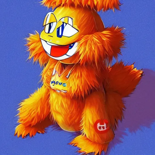 Image similar to suprised anime Portrait of Youppi the Habs Montreal Canadiens Mascot as a very cute sad and suprised pokemon, highly detailed anime, high evolution, 1990s, legendary, smooth, sharp focus, dynamic lighting, intricate, trending on ArtStation, Youppi as suprised pikachu, illustration pokemon, art by WLOP