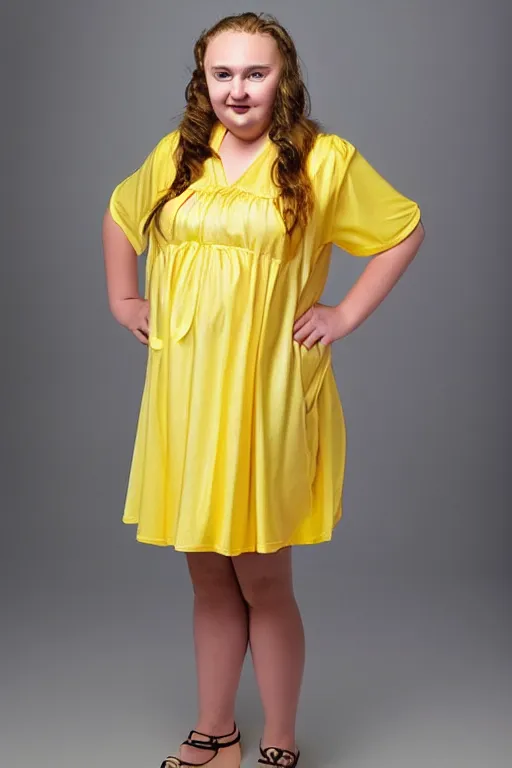 Prompt: 16-year-old Honey Boo Boo pose in a yellow cap & gown for senior year of high school