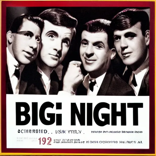 Prompt: shriekback album big night music in the style of 1960's, advertising photography,