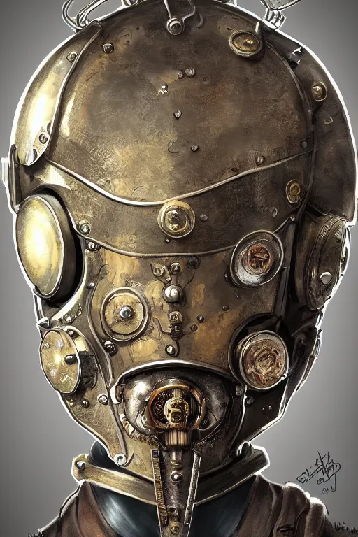 Image similar to steampunk helmet fantasy art mask robot ninja stylized digital illustration sharp focus, elegant intricate digital painting artstation concept art global illumination ray tracing advanced technology chaykin howard and campionpascale and cooke darwyn and davis jack