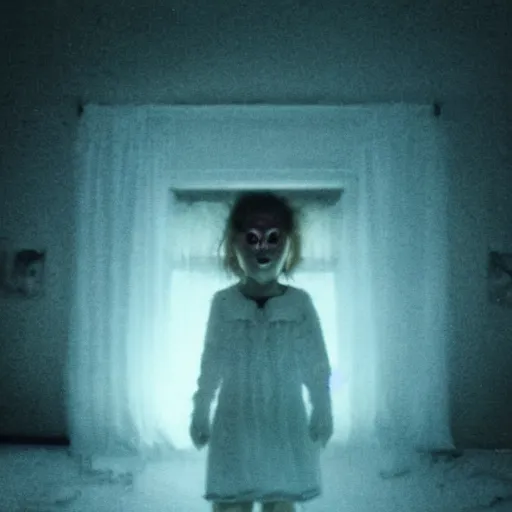 Image similar to a poltergeist becomes visible, horror, home video