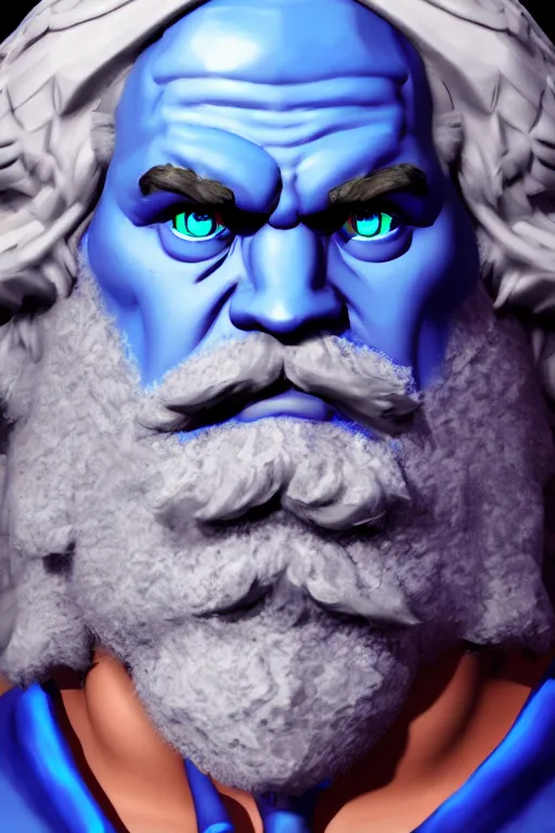 Prompt: character portrait of buff barbarian karl marx with shining blue body painting, dungeons and dragons, trending on artstation, award winning, stylized painting, concept art, 4 k, 8 k