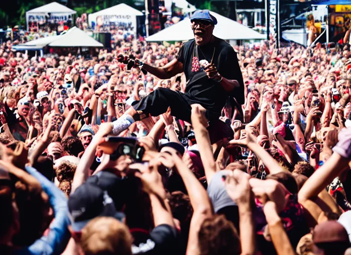 Image similar to photo still of samuel l jackson on stage at vans warped tour!!!!!!!! at age 3 3 years old 3 3 years of age!!!!!!!! stage diving into the crowd, 8 k, 8 5 mm f 1. 8, studio lighting, rim light, right side key light