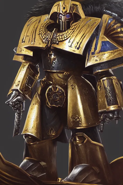 Image similar to armor portrait heros warhammer 4 0 k horus heresy fanart - the primarchs emperor by johannes helgeson animated with vfx concept artist & illustrator global illumination ray tracing hdr fanart arstation zbrush central hardmesh 8 k octane renderer comics stylized