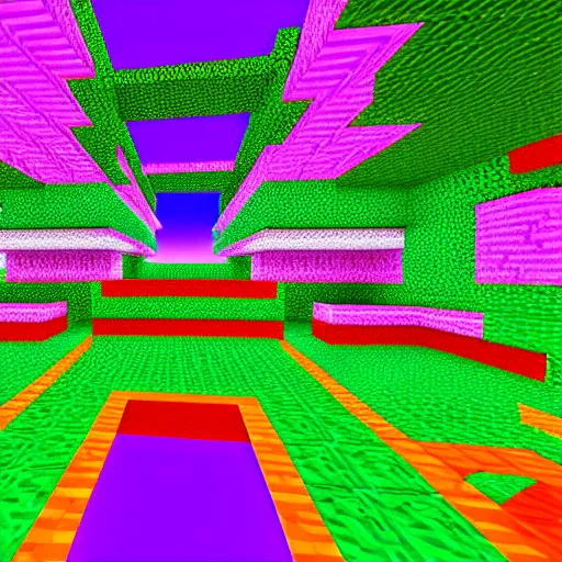 Prompt: psychedelic Minecraft world