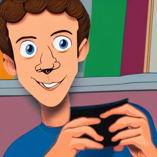 Image similar to Mark Zuckerberg as a cartoon Disney character, highly detailed, high quality, HD, 4k, 8k, Canon 300mm, professional photographer, 40mp, lifelike, top-rated, award winning, realistic, sharp, no blur, edited, corrected, trending