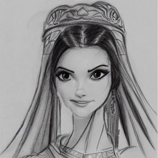 Image similar to milt kahl sketch of victoria justice as princess padme from star wars episode 3