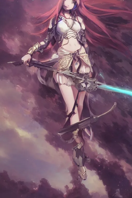 Anime Female Warrior in Tungsten SciFi Armor with Galaxy Background ·  Creative Fabrica