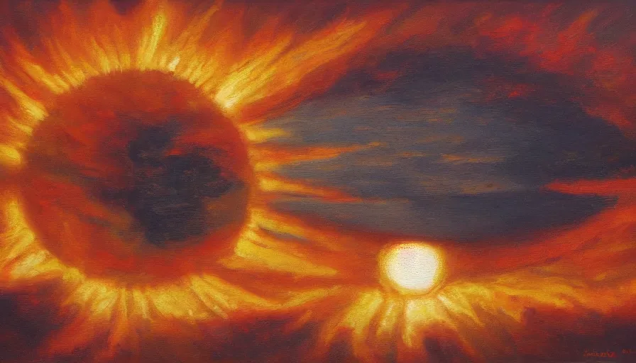 Image similar to the sun being blocked, seen from earth, oil painting