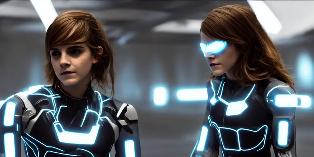 Image similar to emma watson in the movie tron legacy ( 2 0 1 0 ), cinematic, film still