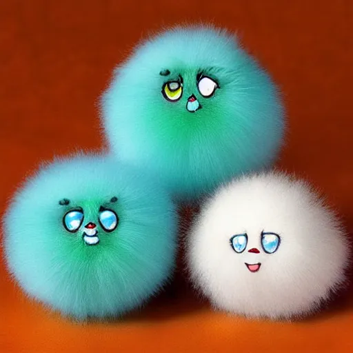 Image similar to happy little puff balls,