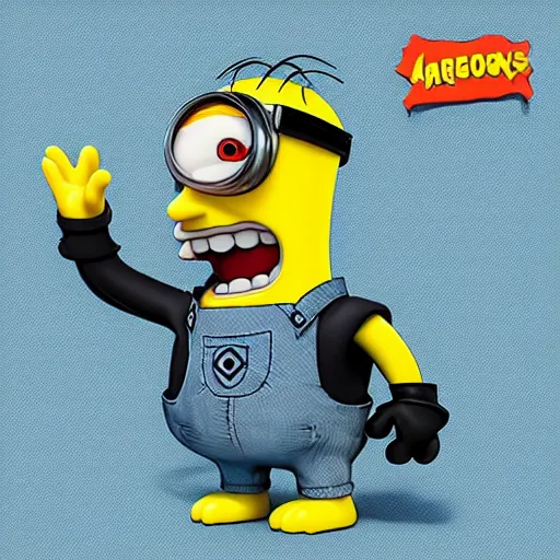 Prompt: a Simpsons-style Minion, photo studio, trending on artstation, HDR, by Pixar