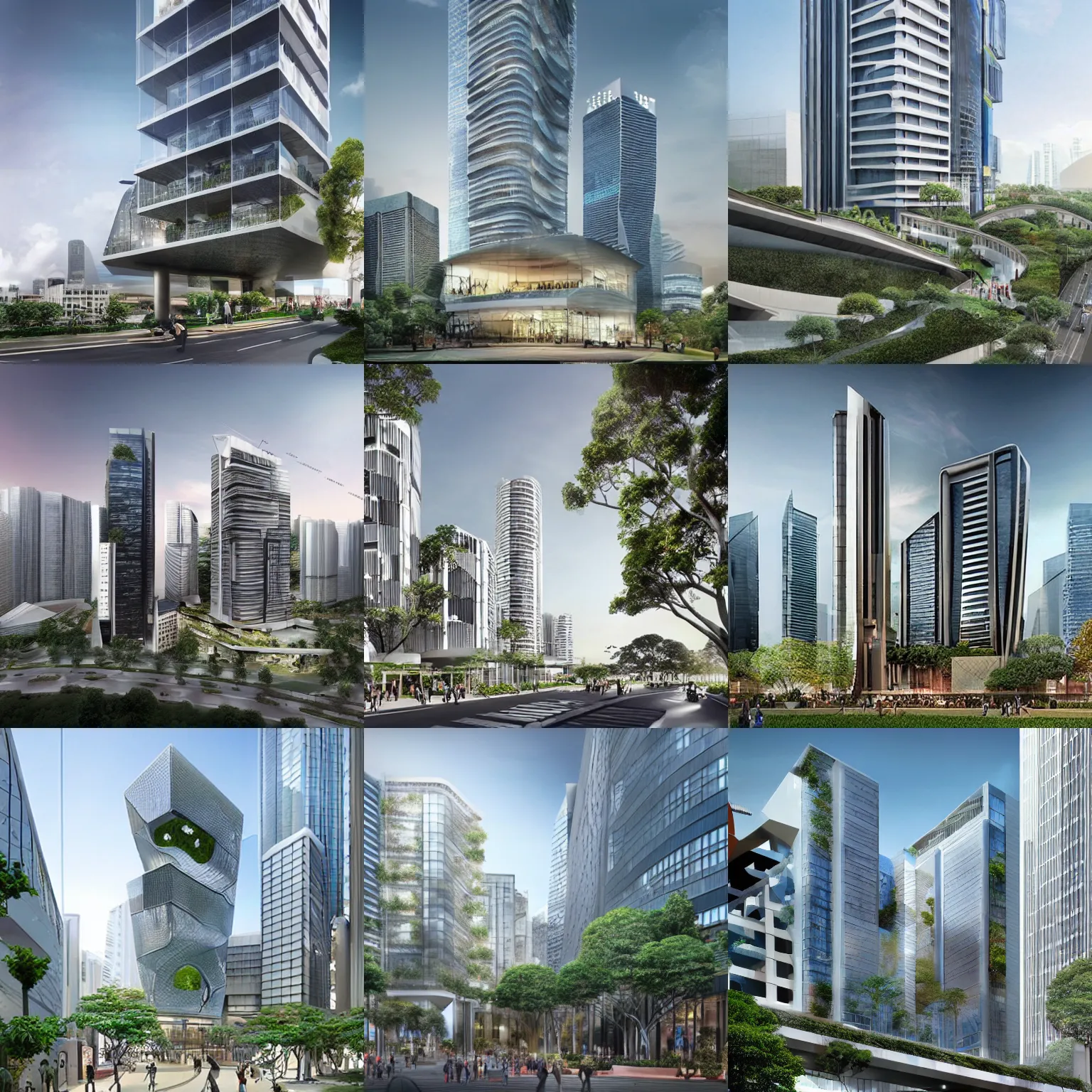 Prompt: new architectural building by gensler in singapore city concept art