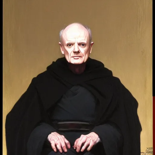 Prompt: Painting of Ian McDiarmid as Emperor Palpatine. Art by william adolphe bouguereau. During golden hour. Extremely detailed. Beautiful. 4K. Award winning.