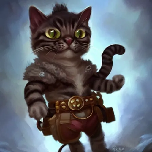 Image similar to cute little cat cowboy, tiny, small, miniature animal, baby animal, short, pale black armor, cute and adorable, pretty, beautiful, dnd character art portrait, matte fantasy painting, deviantart artstation, by jason felix by steve argyle by tyler jacobson by peter mohrbacher, cinematic lighting