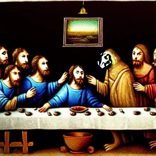 Prompt: the last supper but instead it's cats