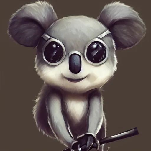 Image similar to a very cute chibi koala dressed in a black shinobi outfit, digital art by łukasz piskorz and patrick mcenvoy and michael komarck, intricate, highly detailed, artstation, concept art, smooth, sharp focus vector centered
