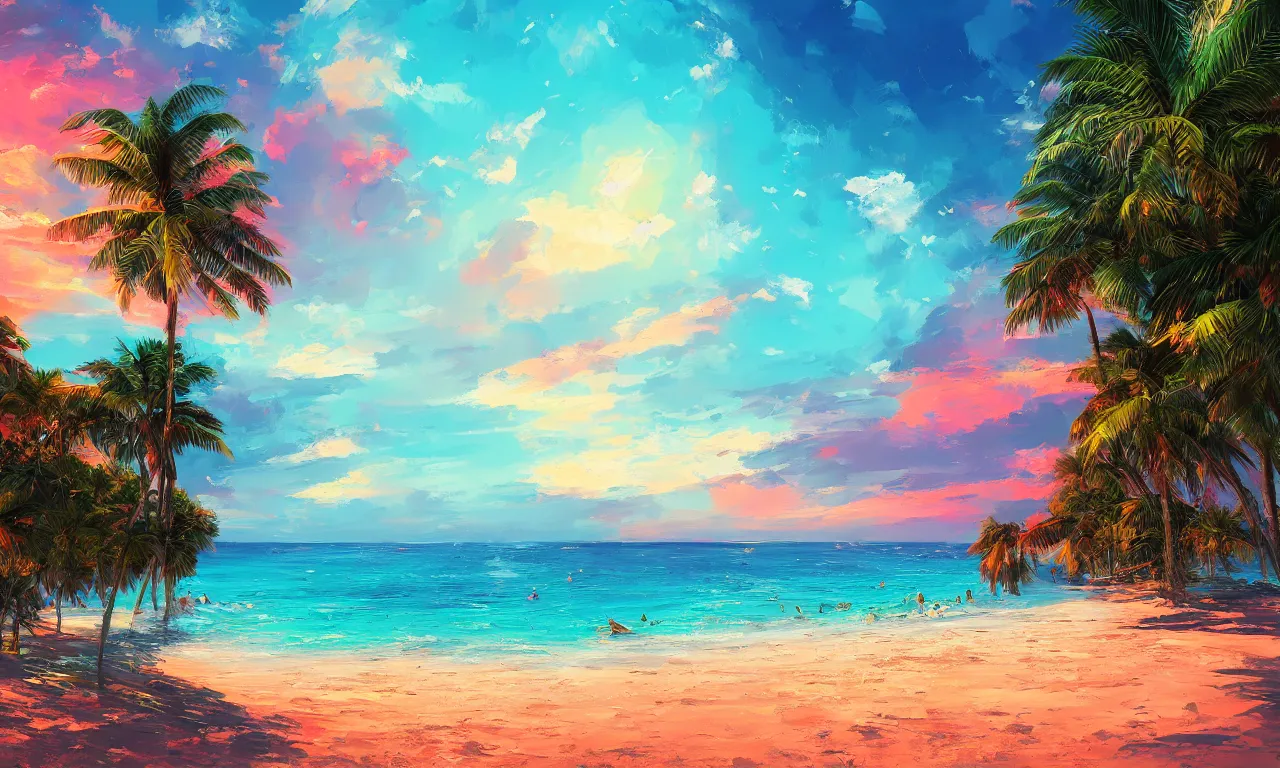 Image similar to paradise beach by alena aenami artworks in 4 k