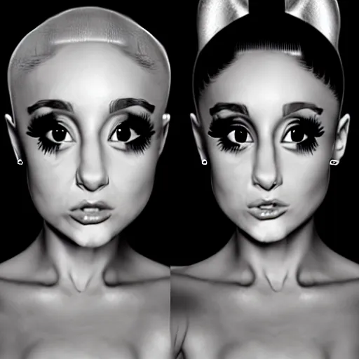 Image similar to 3/4 headshot of Ariana Grande, style of Giger, H. R. GIGER